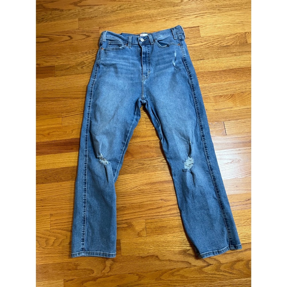1990 Signature by Levi Strauss & Co  High Rise Straight Leg Jeans Distressed  12